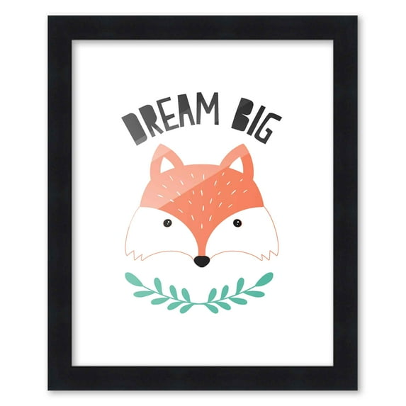 8x10 Framed Nursery Wall Art Dream Big Poster In Black Wood Frame For Kid Bedroom or Playroom