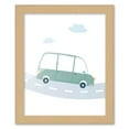 thumbnail image 1 of 8x10 Framed Nursery Wall Art Hand Drawn Green Van Poster in Natural Wood Frames For Kid Bedroom or, 1 of 5
