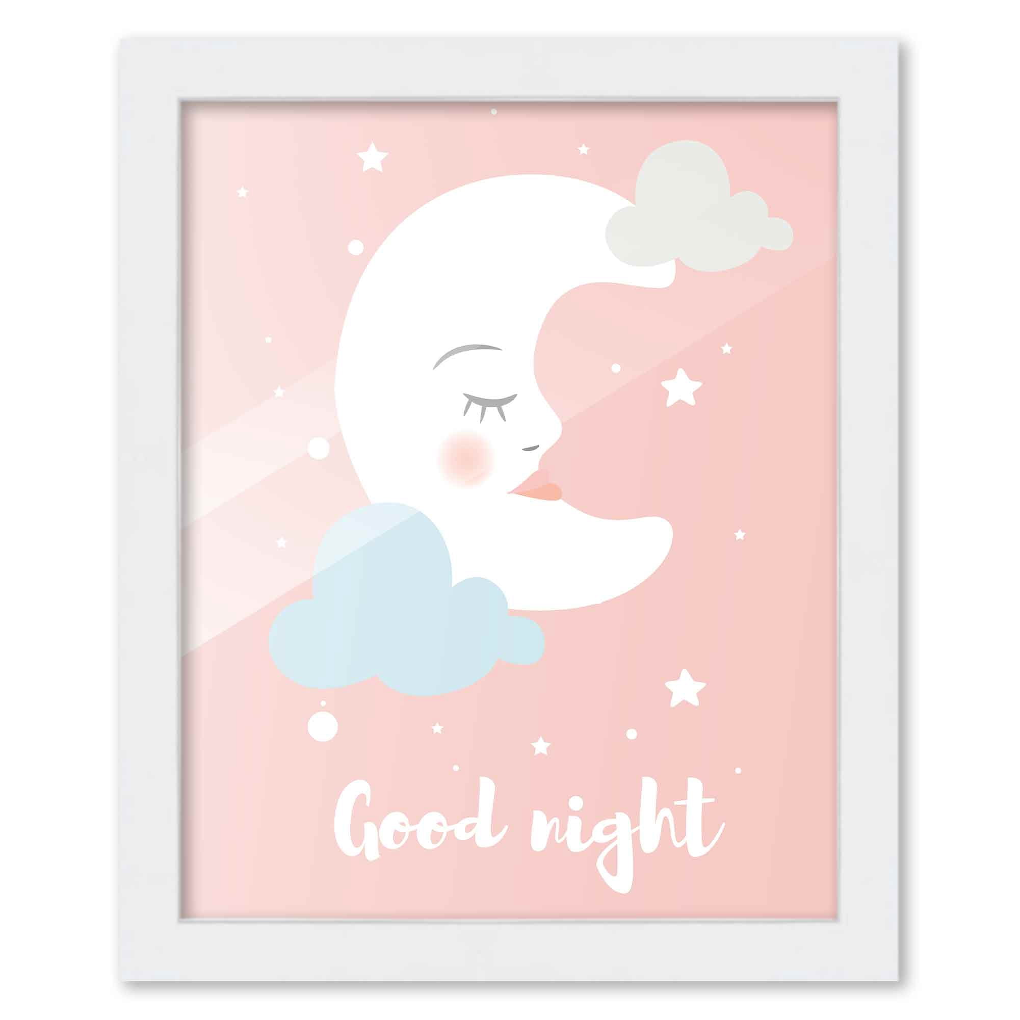 8x10 Framed Nursery Wall Art Hand Drawn Twinkle Good Night Poster in ...