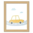 thumbnail image 1 of 8x10 Framed Nursery Wall Art Hand Drawn Yellow Car Poster in Natural Wood Frames For Kid Bedroom or, 1 of 5