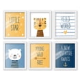 thumbnail image 1 of 8x10 Framed Nursery Wall Art Set of 6 Hand Drawn Adventure Boy Prints in White Wood Frames, 1 of 5