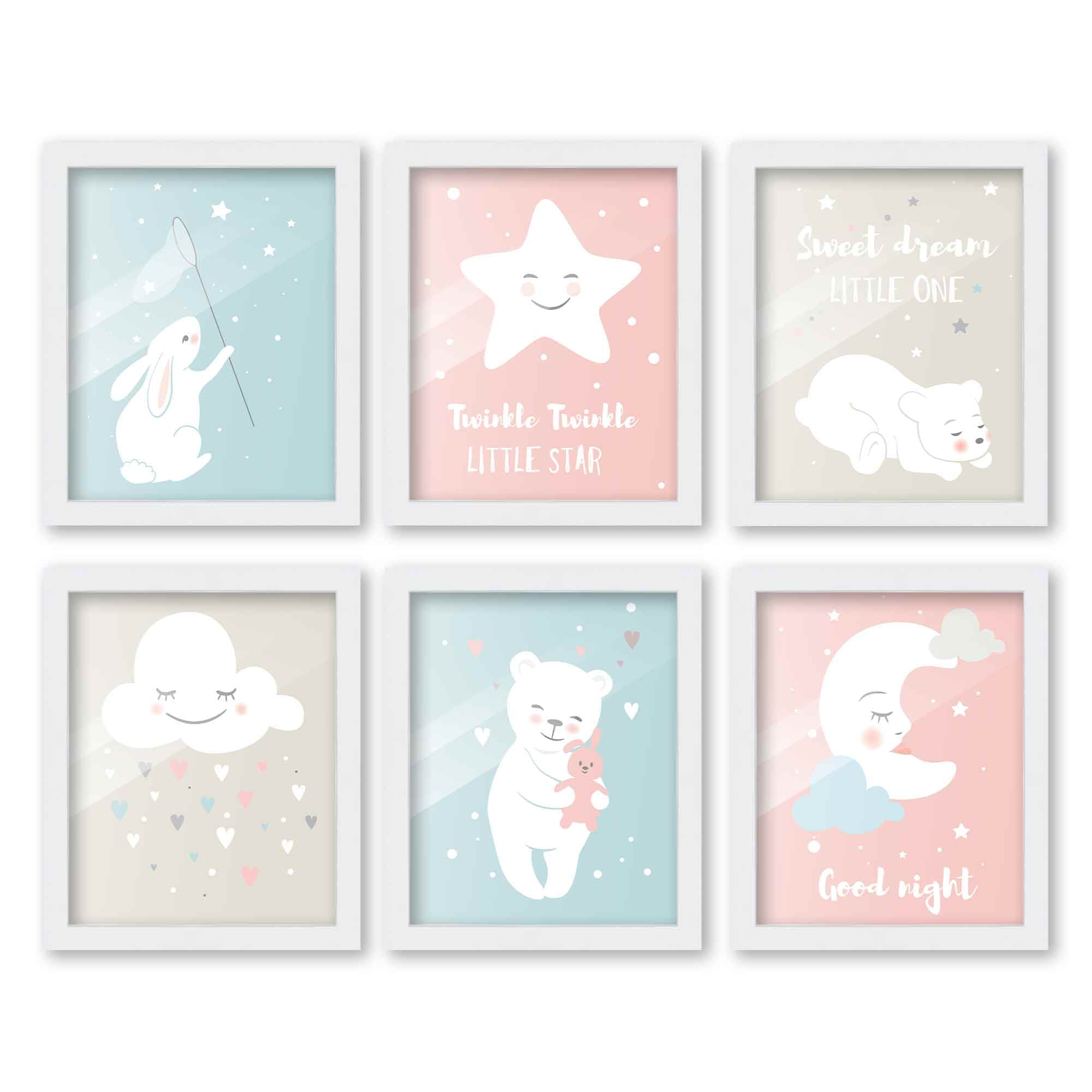 Big Dot Of Happiness Twinkle Twinkle Little Star - Unframed Moon & Cloud  Nursery And Kids Room Linen Paper Wall Art - Set Of 4 Artisms - 8 X 10  Inches : Target