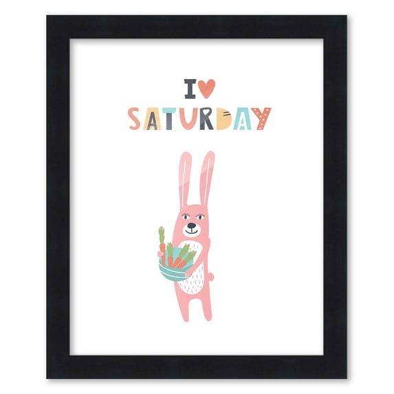 8x10 Framed Nursery Wall Little Explorer I Heart Saturday Poster in Black Wood Frame For Kid