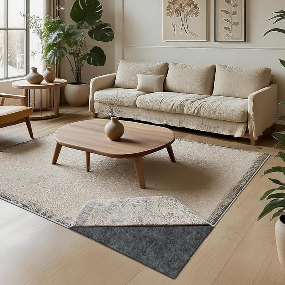 8x10 Ft Area Rug Pad Dual Surface Felt Rubber Non-Skid Cushioned Underlay Protects Hardwood, Tile, Laminate, and Carpet