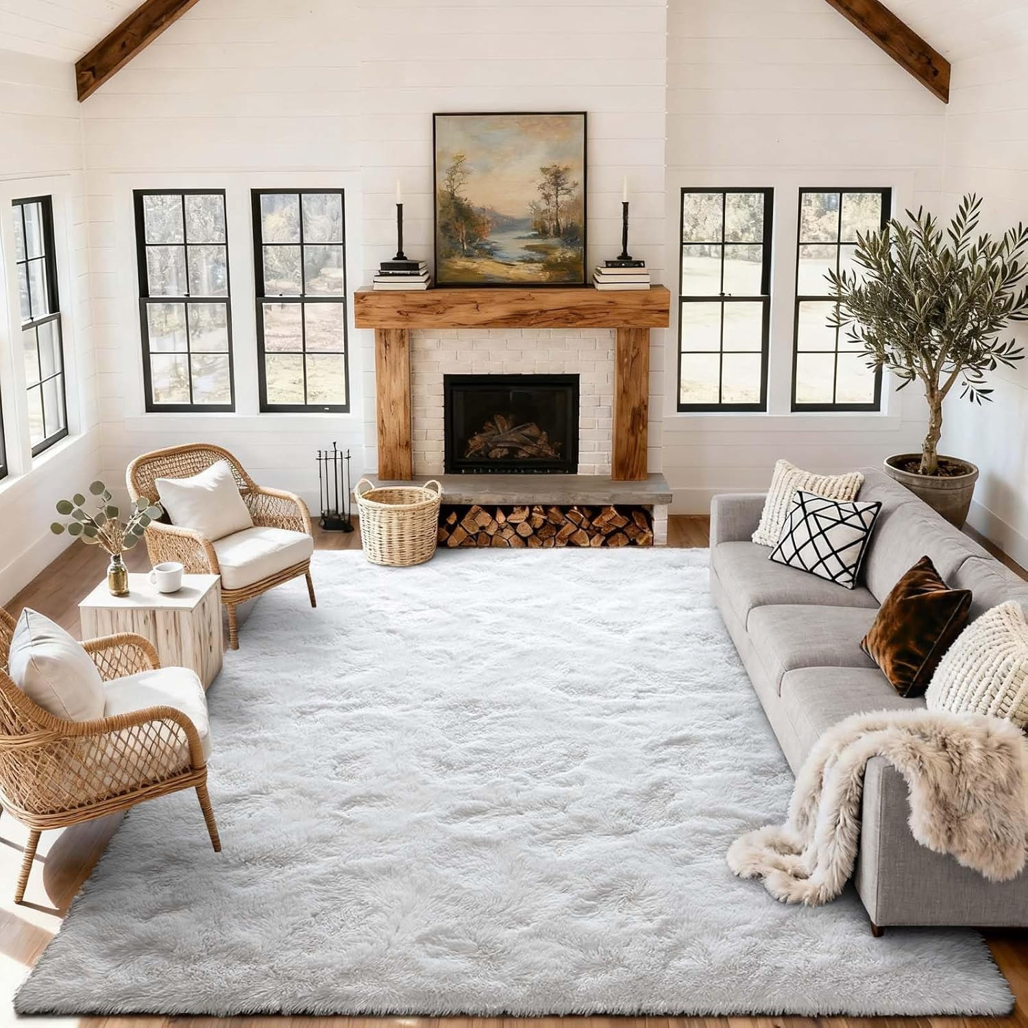 8x10 Ft Extra Large Shag Rugs for Living Room, Ultra Soft Fluffy Furry ...