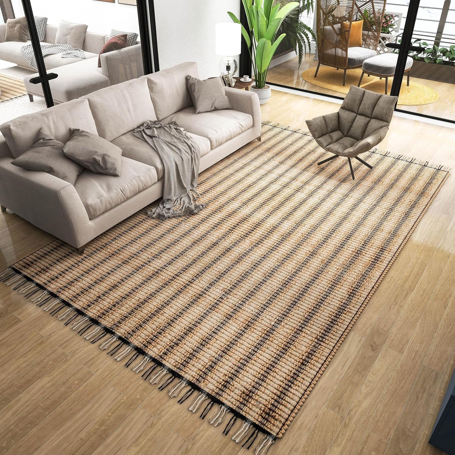 8x10 Ft Jute Natural Area Rug, Hand Woven Rug for Living Rooms, Kitchen, Bedroom & Dinings Home Decor (0.5 inch Thickness)