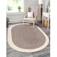 thumbnail image 1 of 8x10 Ft Oval Gray & White Jute Area Rug, Hand-Woven, Reversible, Farmhouse Boho Style, Durable & Pet-Friendly Rug for Living Room, Dining Room, and Bedroom, 1 of 5