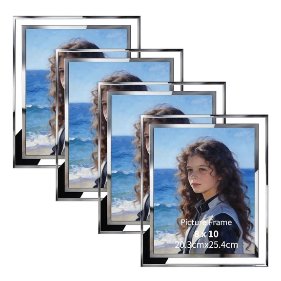 8x10 Glass Picture Frames Set of 4, Clear Photo Frame for Tabletop Display