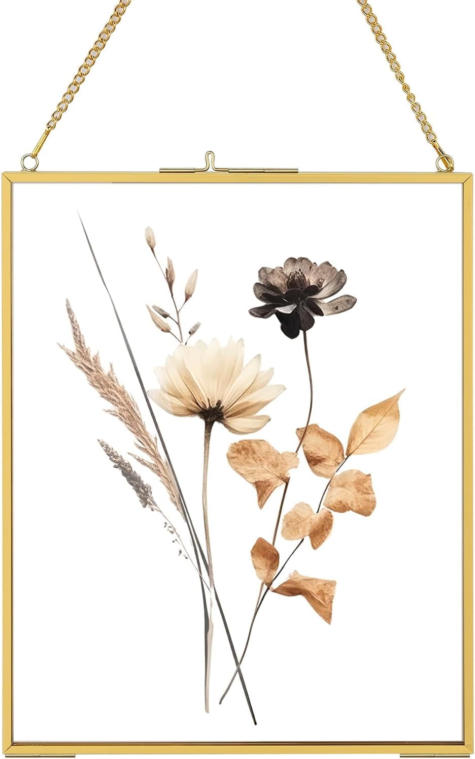 8x10 Gold Floating Picture Frames, Double Glass Hanging Frame for