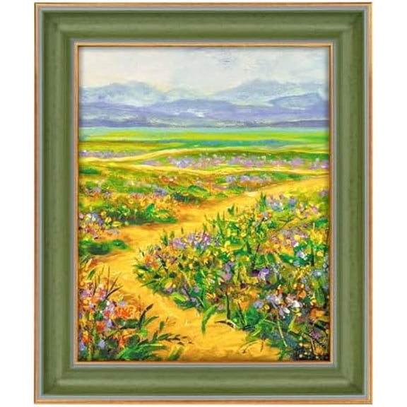 , 8x10 Green With Gold Trim Color Picture Frame - Easel Stand, Sawtooth Hanger - Real Glass, Landscape, Portrait Display - Great for Postcards, Photographs
