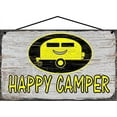 thumbnail image 1 of 8x10 Happy Camper Sign - Smiling RV Decorative Fun Camping-Themed Wall Art for Home, RV, Cabin - Cheerful Camper Design, Perfect Gift for Outdoor Enthusiasts, 1 of 1