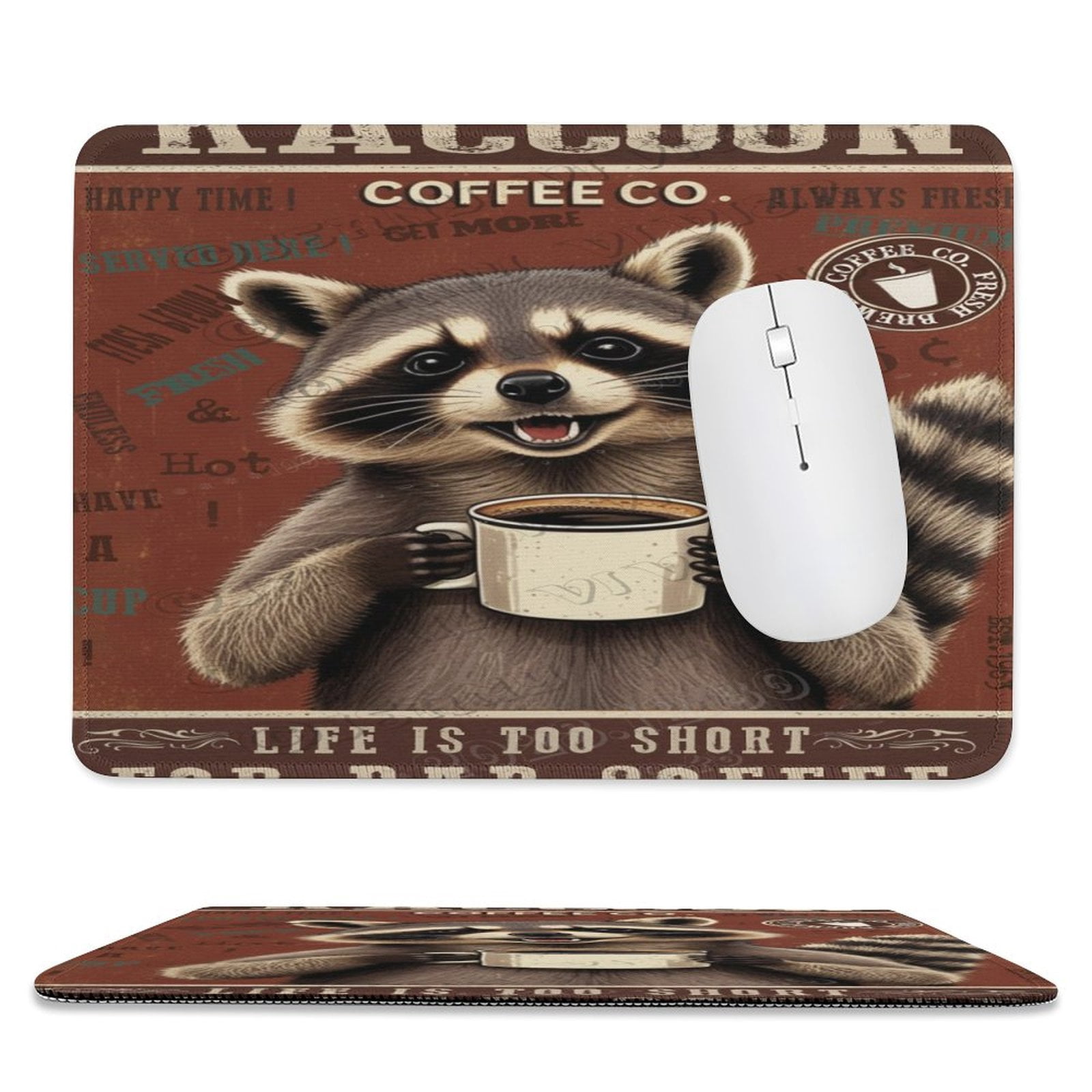 8x10 IN Mouse Pad - Adorable Raccoon Design, Comfortable and Washable ...