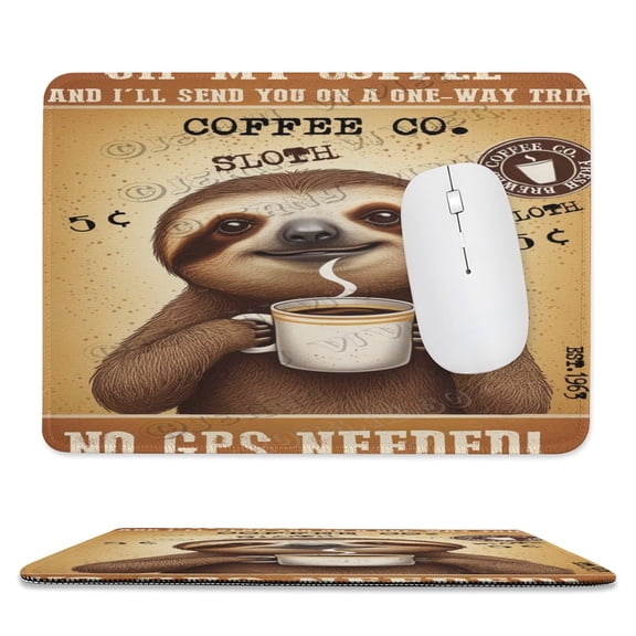 8x10 IN Mouse Pad - Sloth With Coffee, Comfortable and Portable, Perfect for Office or Home Use, Ideal for Kids and Girls on Holidays