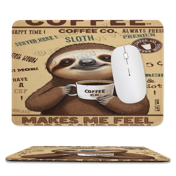 8x10 IN Mouse Pad - Sloth With Coffee, Non-Slip Base, Ideal for Gaming or Laptop Use, Perfect for Women and Boys on Christmas