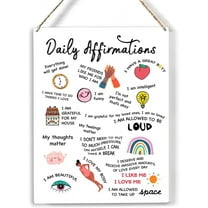 8x10 Inch Daily Affirmations Wood Sign Positive Wooden Signs Rustic Hanging Plaque Home Office Wall Art Sign Wall Decor