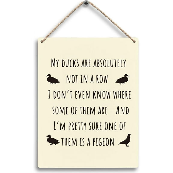 8x10 Inch My Ducks Are Absolutely Not In A Row Hanging Wooden Signs, Funny Duck Sarcastic Home Living Room Office Wall Decor,Funny Duck Quote Humorous Home Office Decor Gifts For Coworkers Women Men