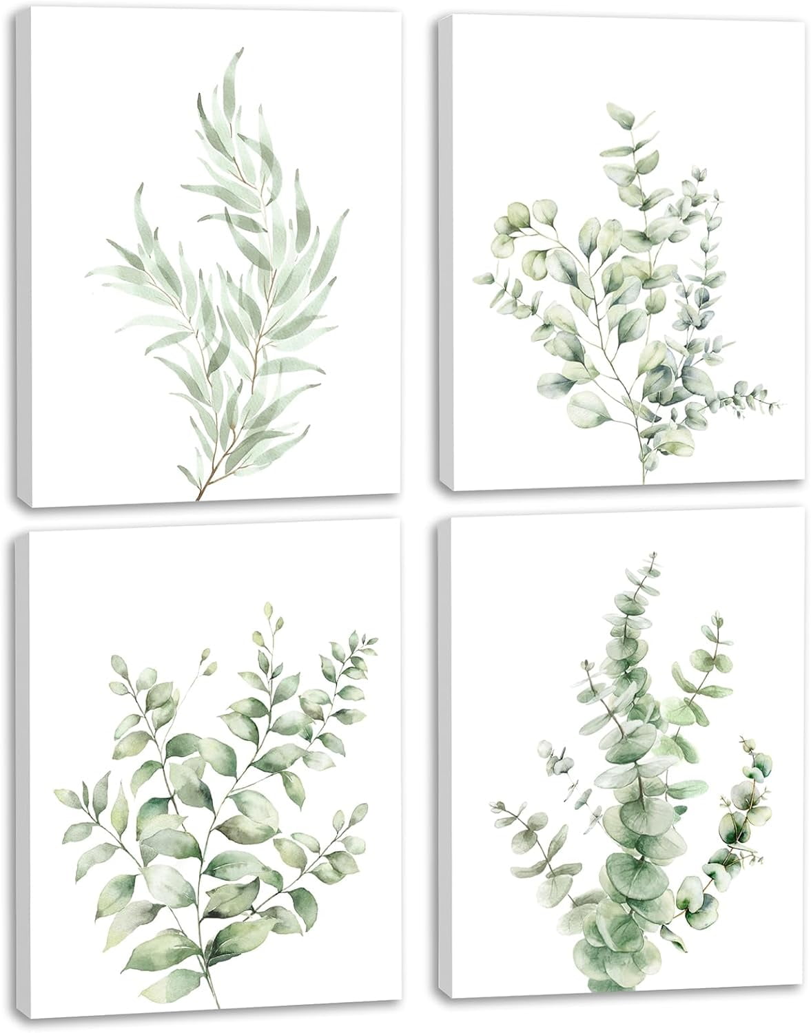 Framed Light Green Botanical Canvas Wall Art Set of 4