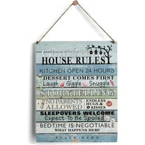 8x10 Inch Grandparents Gifts House Rules Sign Housewarming Gift New Grandparent Gifts First Time Wooden Hanging Sign Decorative Plaque Sign For Home Bedroom Living Room Kitchen Decor