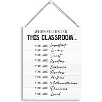 8x10 Inch Inspirational Teacher Cheer Up Gifts Wall Door Decor, Appreciation Gifts For Teacher From Student, When You Enter This Classroom Wood Plaque Sign For Classroom Wall Hanging Decor