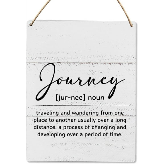 8x10 Inch Journey Definition Decor - Journey Family Wall Decor Sign - Retro Vintage Wall Decor - Porch Front Door Log Cabin Wooden Slogan Hanging Sign