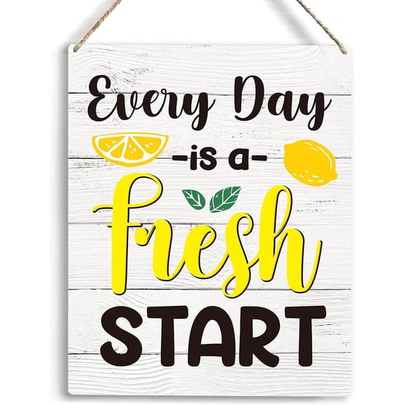 8x10 Inch Kitchen Lemon Decor Every Day Is A Fresh Start Wooden Hanging Sign Funny Lemon Sign For Kitchen Counter Pool Bar Wall Decor Farmhouse Lemon Wood Sign For Home Office