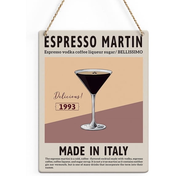 8x10 Inch Kitchen Wall Decor Coffee Bar Decor Rustic Espresso Martini Cocktail Art Hanging Wall Decor Wood Sign For Home Office Living Room Kitchen Bar Pub Club Cafe Garage