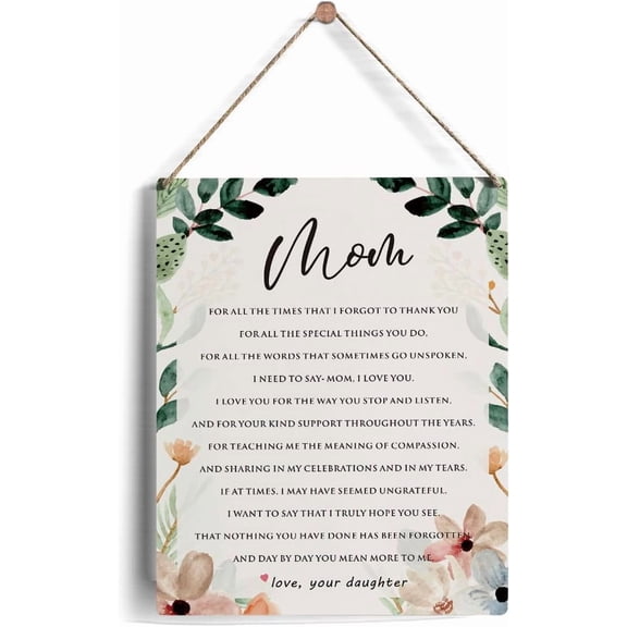 8x10 Inch Mother Sign Gifts From Daughter, Rustic Floral Mom I Need To Say I Love You Wooden Signs For Mother'S Day Birthday Wood Plaque Hanging Sign Home Decor