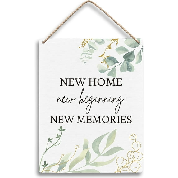 8x10 Inch New Home New Beginning New Memories Hanging Wooden Signs, Housewarming Gifts For New House, New House Gift, New Home Decor, House Warming Gifts New Home, Entryway Wall Decor