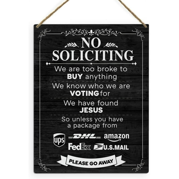 8x10 Inch No Soliciting Sign For House, No Soliciting Sign Wooden Sign Hanging For Front Door Yard Home, No Soliciting Sign For House Funny