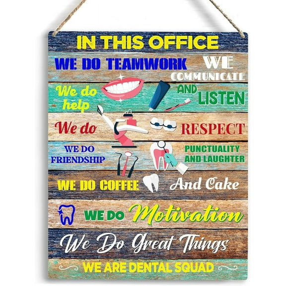 8x10 Inch Office Decor Dental Guard Dental Hygienist Wall Decor Sign In This Office We Are Teamwork Dentist We Are Squad Office Gifts Inspirational Dental Clinic Home Decor Wall Art Wood Sign