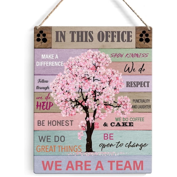 8x10 Inch Office Quote Pink Tree Signs Wall Decor Rustic In This Office Make A Difference Wooden Hanging Sign Decoration For Home Office Door