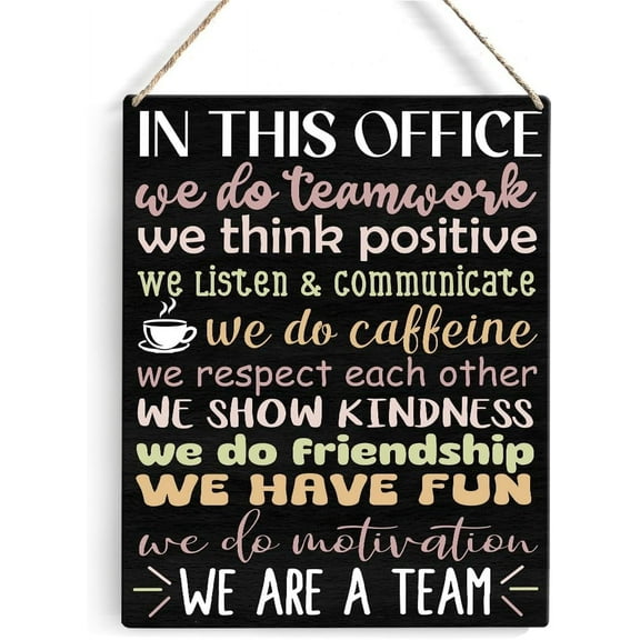 8x10 Inch Office Quote Sayings Signs Wall Decor Rustic In This Office We Do Teamwork We Think Positive Wooden Hanging Sign Decoration For Home Office Door