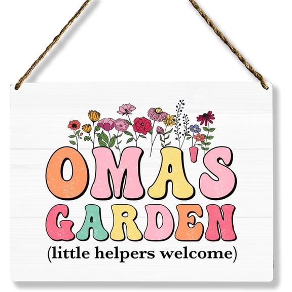 8x10 Inch Oma'S Garden Wooden Sign Decor, Indoor Garden Decoration Hanging Signses, Outdoor Garden Decor Yard Wall Hanging Decor Sign, Mothers Day Gifts Birthday Gifts For Mom Grandma