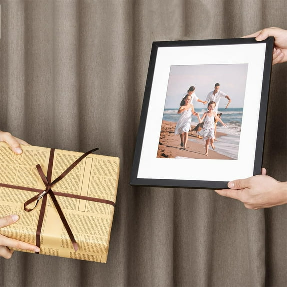 8x10 Inch Photo Frame with High-Definition Glass, Spring Loaded Back for Easy Insert, Wall Mount or Tabletop Display, Black and White Modern Picture Frame for Home Office Decor