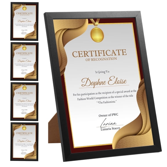 8x10 Inch Picture Frame Set of 5, Photo Frame with Acrylic, with Hanging Hole and Stand Diploma, for Wall and Tabletop Display Diploma Certificate Degree, Gallary Wall Frame