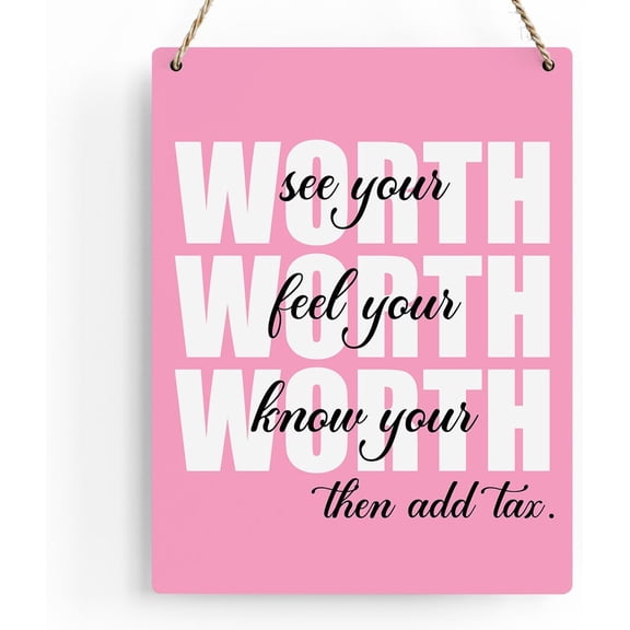 8x10 Inch Pink Wall Decor Inspirational Worth Feel You Worth Know You Wooden Sign, Pink Motivational Gift For Women, Pink Decor For Home Office Living Room Bathroom Bedroom Wall Art Decores