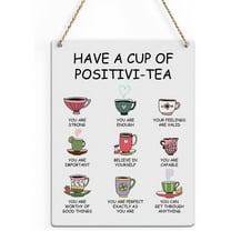 8x10 Inch Positive Tea Wall Decor Therapy Office Decor Mental Health Awareness Wooden Sign Motivational Wooden Hanging Sign Studying Room Classroom Therapy Counselor Office Psychology Office Decor
