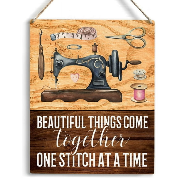 8x10 Inch Retro Sewing Supplies Home Decor Wall Decor Sewing Accessories Wall Art Rustic Wooden Hanging Sign Quilting Supplies For Quilters Sewers Seamstresses Office House Home Living Room Decor