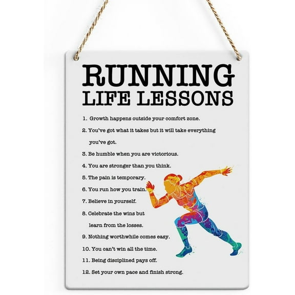 8x10 Inch Running Gifts Inspirational Quotes Cross Country Running Gifts Rustic Wall Decor Motivational Marathon Runner Gifts Farmhouse Wall Hanging Decor Best Team Gifts Wood Plaque For Home Office