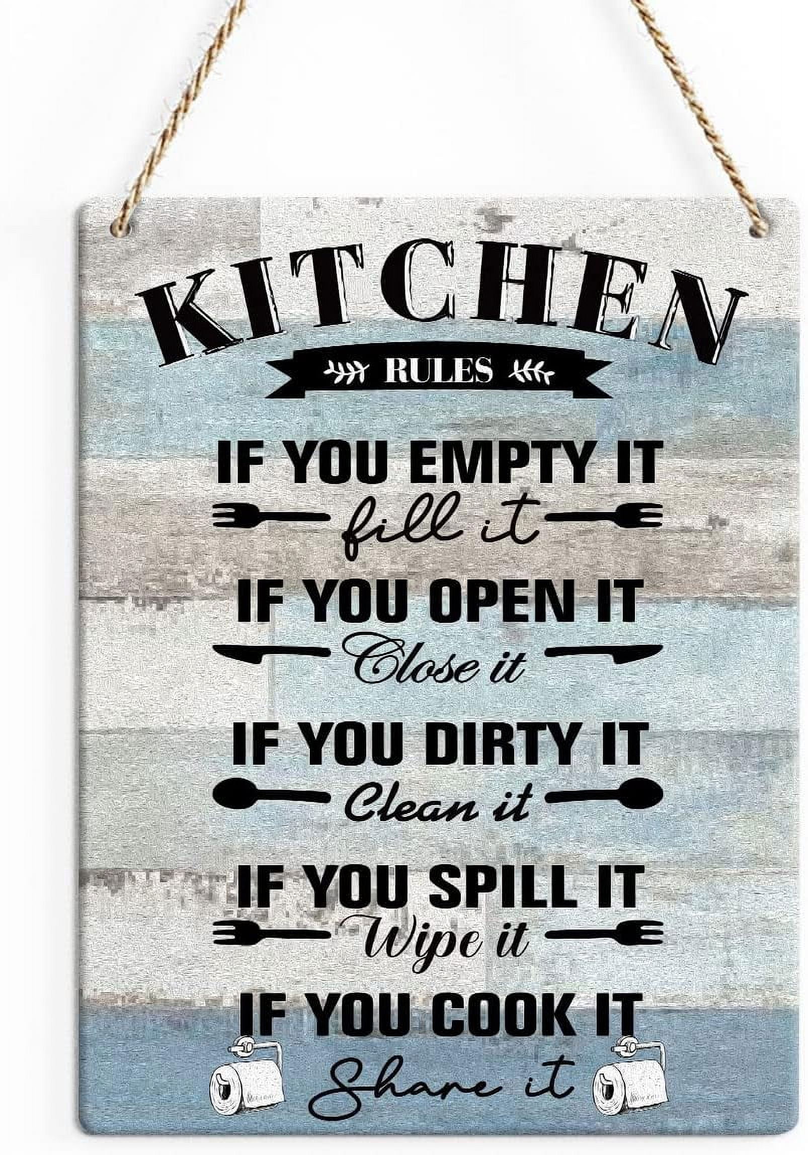 8x10 Inch Rustic Kitchen Rules Wood Decor Sign, If You Cook It Share It ...