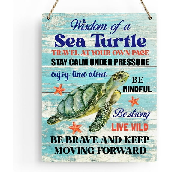 8x10 Inch Sea Turtle Decor Inspirational Turtle Decor Plaque Signs Gifts For Turtle Lovers Gift Ideas For Friends Office Bedroom Living Room Home Beach House Nursery Wall Art Decor Wooden Hanging Sign