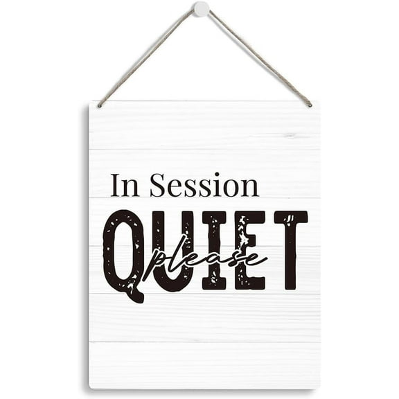 8x10 Inch In Session Door Sign For Therapists, In Session Quiet Please Wood Plaque Sign For Business Office Therapist Clinic Treatment Wall Hanging Decor, Session In Progress Door Sign