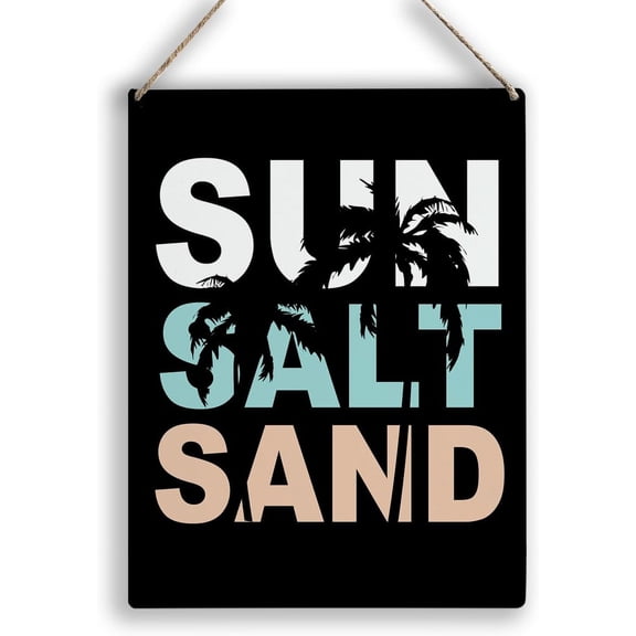 8x10 Inch Summer Beach Wooden Rustic Signs Home Wall Decor, Country Sun Salt Sand Wood Sign Summer Plaque Hanging Sign Home Outdoor Decor