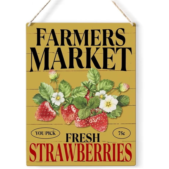 8x10 Inch Summer Decor, Summer Decorations For Home Office, Summer Strawberry Sign, Strawberry Kitchen Decor, Fresh Strawberries Wooden Sign, Spring Front Door Wall Home Hanging Plaque Decor