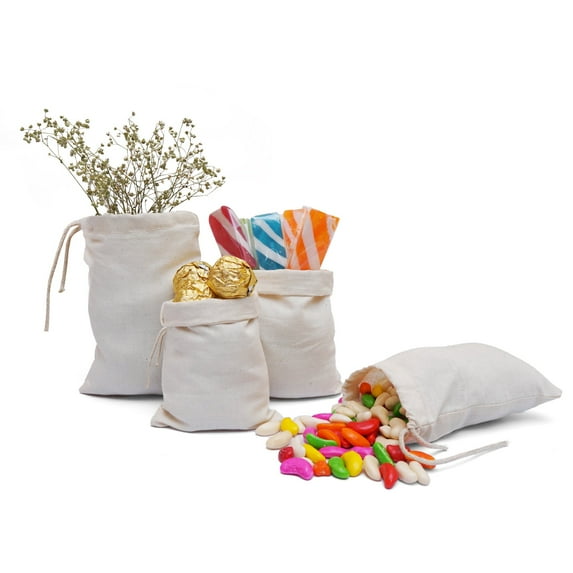 Custombagsupplies - Unisex 8x10 Inches Reusable Eco-Friendly Cotton Single Drawstring Bags Natural Color