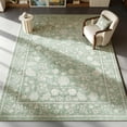 thumbnail image 1 of Toyoso 8'x10' Fresh Botanical Floral Rug, Large Traditional Bordered Light Sage Silicone Area Carpet, 0.25" Low Pile Machine Washable Non-Slip Floor Carpet for Dining Room & Living Room Space, 1 of 9