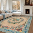 thumbnail image 1 of 8x10 Large Washable Area Rugs for Living Room, Soft Low Pile Butterfly Insect Printed Throw Rug with Rubber Backing, Carpet for Bedroom Office Dining Room, Non-Slip & Easy Care Blue/Beige, 1 of 9