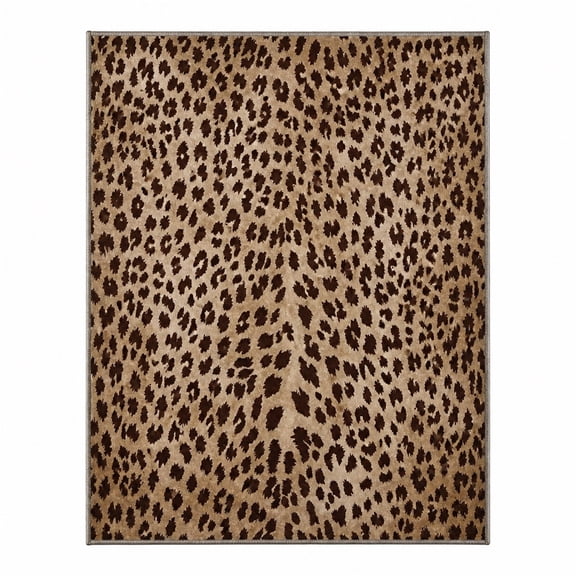 8x10 Leopard Print Area Rug, Washable Indoor Carpet with Soft Texture and Non Slip Backing, Animal Pattern Floor Rug for Living Room, Bedroom, Office and Home Dcor