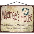 thumbnail image 1 of 8x10 Maemae's House Sign with Magnolia Flower What Happens at Maemae's House Stays Vintage Style Decorative Household Family Home Décor Grandma Nickname Gift Signs for any Grandmother, 1 of 1