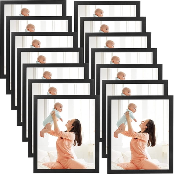 8x10 Magnetic Picture Frames for Refrigerator 12 Packs, Modified Magnetic Sheet with Self Adhesive Backing, Black 8 by 10 Magnetic Photo Craft Frame Set for Glass Window Door Cubicle